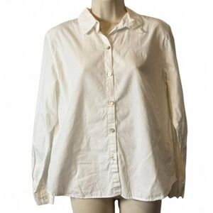 Vintage 90s Chico's Back Embroidered White Button‎ Down Shirt, Women's Size M